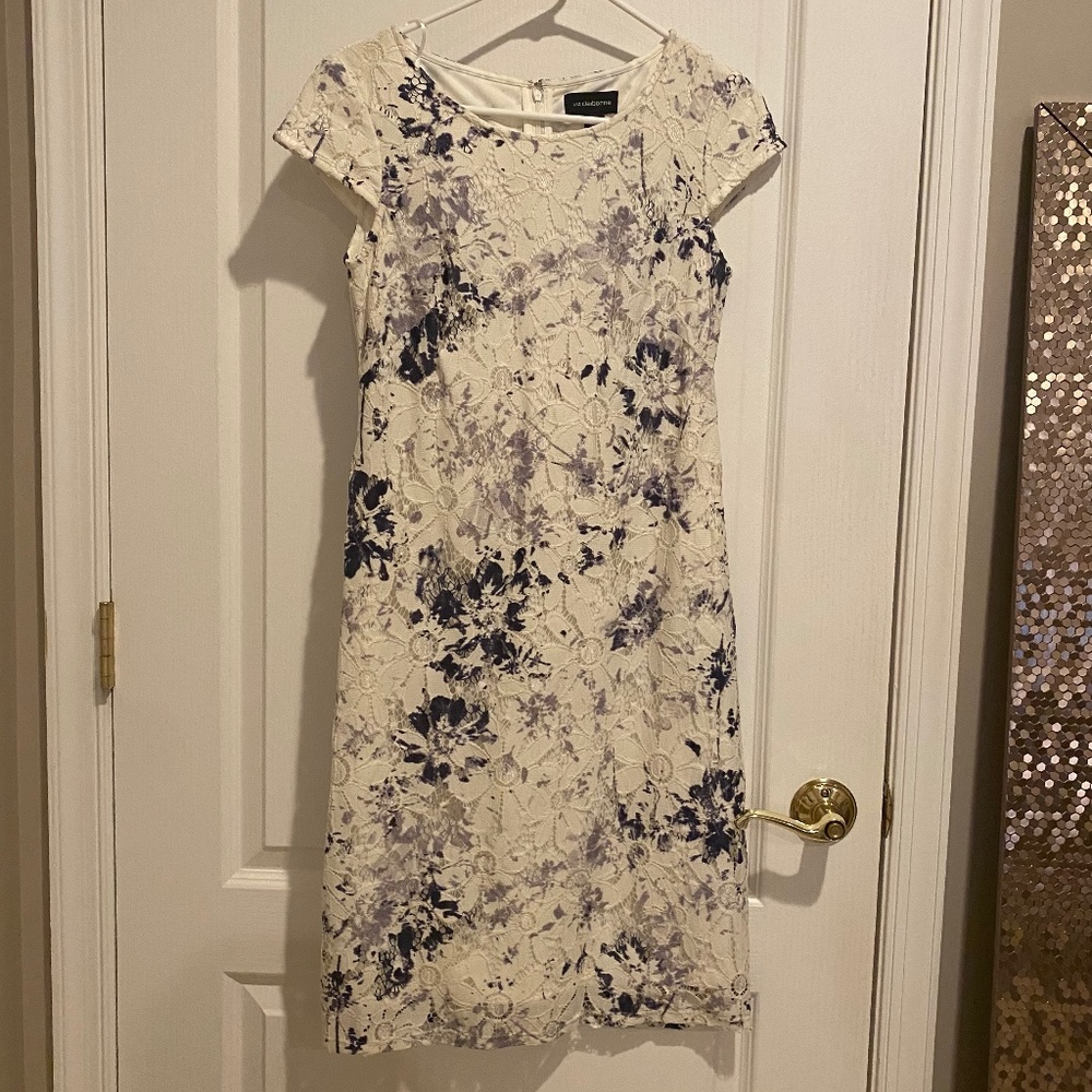 LIZ CLAIBORNE SHORT SLEEVE LACE SHEATH DRESS